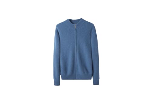 Men's 100 Percent Cashmere Zipper Cardigan Casual Long Sleeve Ribbed Knitted Sweater - Main Image