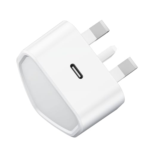 USB C Plug 25W Fast Charger Plug UK Charging Plug for iPhone 17 16 15 14 13 12 11 Pro Max Plus iPad Samsung Galaxy USBC Plug Fast Charge USB C Power Adapter PD 3.0 Quick Wall Plug Type C Head