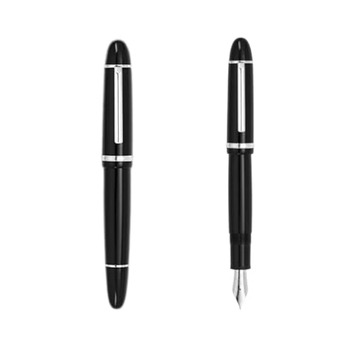 Stylo plume en acrylique noir raffiné et clip en métal avec plume fine 0.5 mm