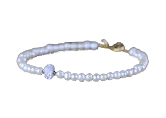 Bracelet perles de culture et pierre de lune anti-ternissement