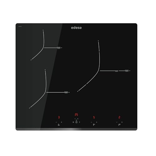 Edesa Placa Inducción Cocina EIT-6329 B 3 Zonas Cocción Control Táctil 9 Niveles Potencia 7,1 kW Potencia Color Negro