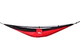 MAJESTIC SPORT Hamak Turystyczny z Moskitierą Lekki Przenośny na Wycieczki w Góry do Lasu Łatwy Montaż Kemping Plaża Ogródek Nylon 210T 260x140 cm Czarno-Czerwony