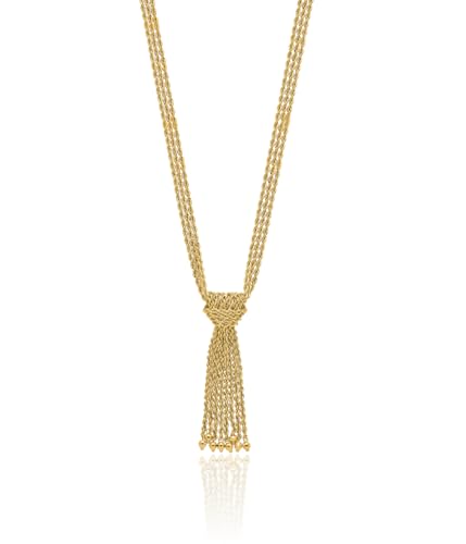 14K Solid Yellow Gold Multi Strand Rope Drop Love Knot Beads Chain Necklace2