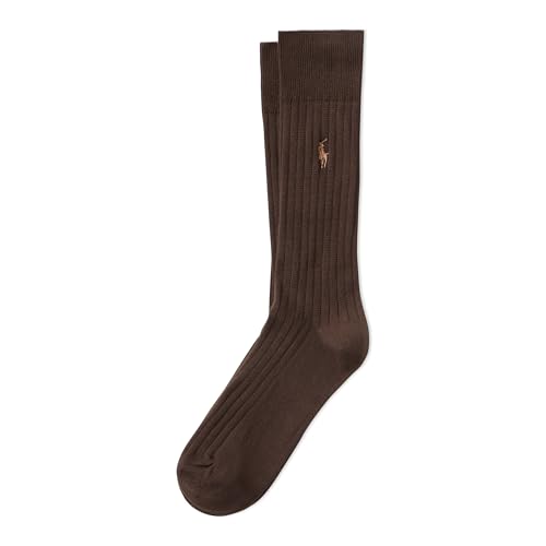 Polo Ralph Lauren Mens Egyptian Cotton Ribbed Crew Socks Brown Mens 6-12.5