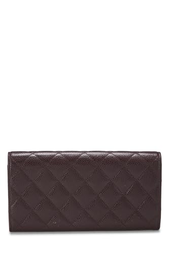Pre-Loved Burgundy Caviar Classic Long Flap Wallet, Burgundy3