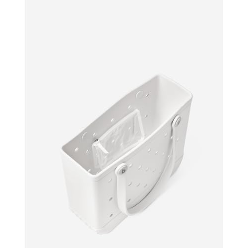 BOGG BAG - Medium Tote - For Shore White, White Buttons - 15in L x 5in W x 12.5in H - Beach, Pool, Boat, Work, Sports - All Purpose EVA - Lightweight, Washable, Durable3