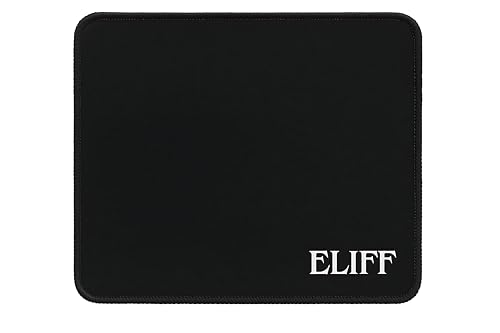 Image of ELIFF Jade Black Mouse Pad with Stitched Edges, 230 x 190 mm, Non-Slip Base, Washable, Black