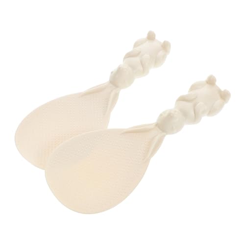 DECHOUS 2pcs Rabbit Shaped Rice Spoons Non Stick Rice Paddle Pots Ergonomic Plastic Serving Utensils Cute Bunny Design Kitchen Tools Effortlessly