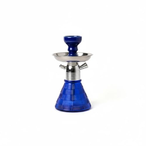 Image of AL-Sheesh Petite Glass Hookah | Designer Alumunium 9 inch Inch Glass, Iron Hookah Set For Heavy Smoke | Perfect for Party (Blue)