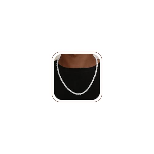 SLOONG S925 Over Rope Halskette Silber Herren - 4MM Breit Silber Kette Herren Gliederkette Jewelry Schmuck Geschenke für Männer Papa Freund(56cm)