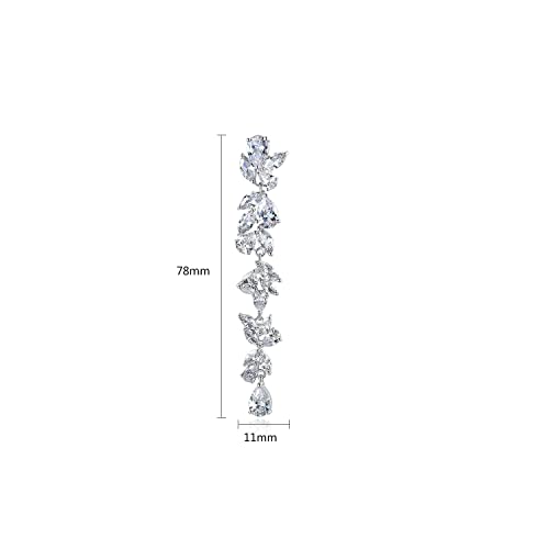 Cubic Zirconia Bridal Wedding Earrings for Brides Crystal Wedding Dangle Earrings Rhinestone Crystal Drop Earrings Silver Prom Earrings for Women Jewelry Gifts4