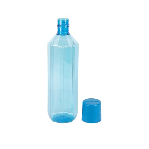 Image of PEARLPET Gemini BPA-Free Plastic Water Bottle Set |Lightweight, Leak-Proof & Freezer Safe - Pack of 6 (1000ml Each), Blue