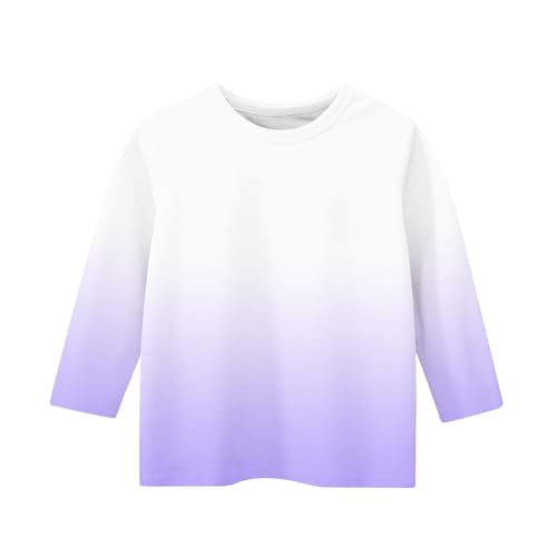 Girls 3/4 Sleeve Shirts Gradient Graphic Tees Cotton T-Shirts Summer Tops Casual Round Neck Tshirts3