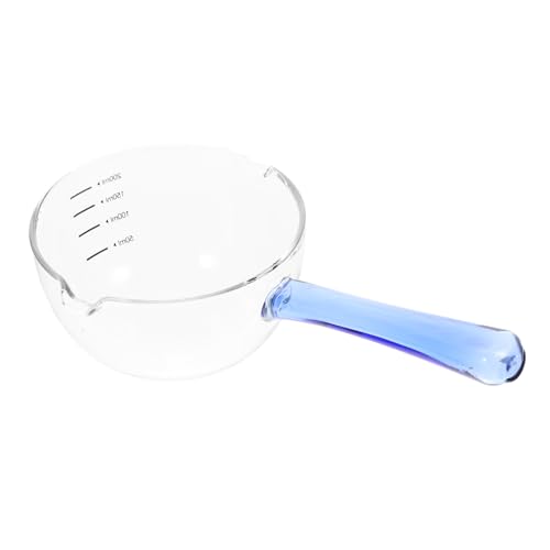 OFFSCH Bandeja De Aceite Caliente De Vidrio Olla Vertedora Hervir Olla Sartén Para Verter Aceite Vaso De Salsa Cacerola Pequeña Cacerola De Cristal Mini Sartén Olla Clara Cacerolas Blue