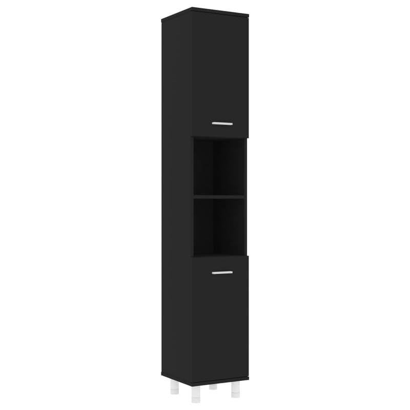 Eleganz Armario de baño negro 30 x 30 x 179 cm de material de madera – Moderno armario de baño para espacio y organización, ahorra espacio y duradero