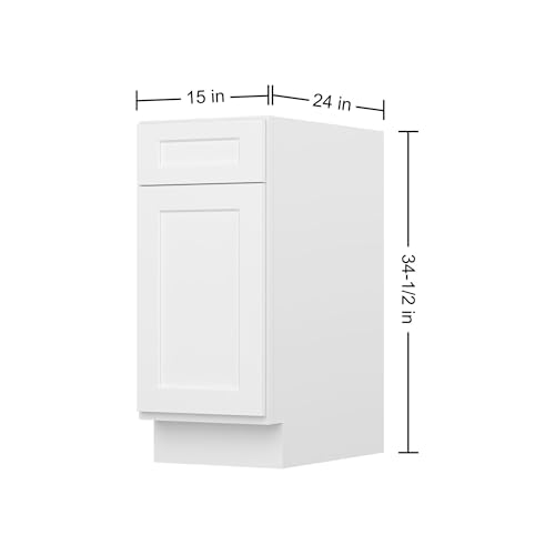 Image of Furinno Shaker Drawer Base Kitchen Cabinet with 1-Door, Ready to Assemble, 24 D x 15 W x 34.5 H, White