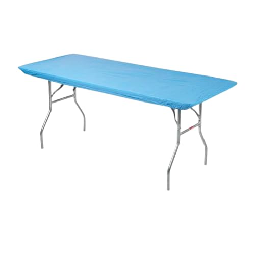 Image of Kwik-Covers 6' Rectangle Plastic Table Covers 30 inch x 72 inch, Bundle of 5 (Light Blue)