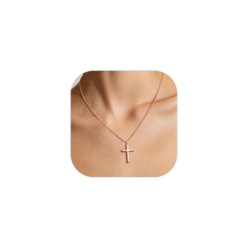 Image of U7 Cross Necklace for Women,Silver /14K Gold Plated Cross Necklace with 18-20 inch Box Chain,Tiny /Medium /Large Cross Pendant Necklace Religious Necklaces Christian Jewelry Gift for Her