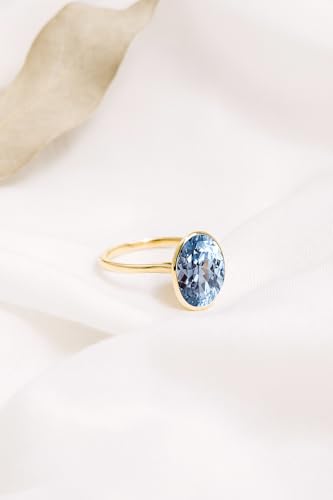 3 CT Oval Shape Aquamarine Engagement Ring 18K Yellow Gold Single Stone Bezel Setting Promise Ring Women Minimalist Solitaire Anniversary Jewelry Wedding Gift For Bridal4