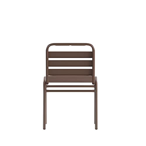 Flash Furniture Lila Commercial Bronze Indoor-Outdoor Restaurant Stack Chair With Triple Slat Back #TOP3