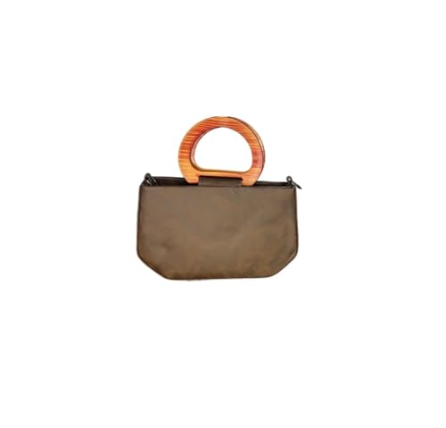 Image of Faux Leather Bag with Stylish wooden Handles - satchel bag /sling bag /Fashionable Designer Purse for Work, Shopping, and Casual Outings for girls and women