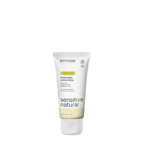 ATTITUDE Hand Cream for Sensitive Skin with Oat, EWG Verified, Dermatologically Tested, Vegan, Argan Oil, 2.5 Fl Oz