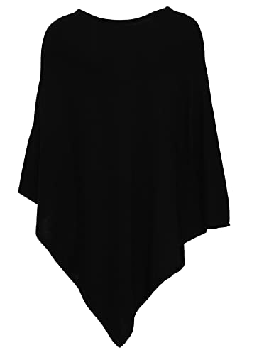 Cashmere Dreams Zwillingsherz Poncho-Schal aus Baumwolle - Hochwertiges Cape für Damen - XXL Umhängetuch und Tunika - Strick-Pullover - Sweatshirt - Stola für Sommer und Winter schwarz Cover