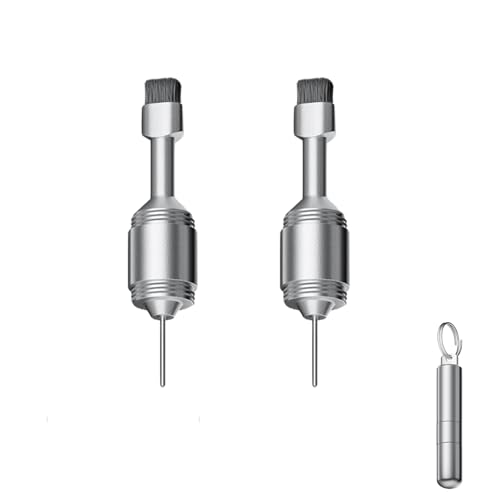 2pcs SIM Card Tray Removal Tool with Cleaning Brush, 2-in-1 EDC Portable Keychain, Precision Needle and Soft Brush for Headphone Jack, Charging Port, and More