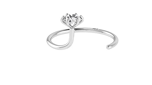 Image of SJ SHUBHAM JEWELLERS 92.5-925 Sterling Silver Round Shape White Cubic Zirconia Prong /Cup Setting Nose Pin Stud for Women Girls Size 2MM 3MM Size Pure Silver