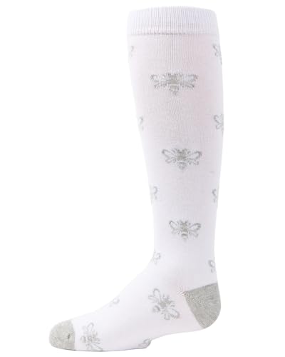 MeMoi Girls' Busy Bee Glitter Cotton Knee High Socks