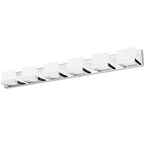 Tipace 6 Lights Dimmable Led Modern Vanity Lights For Bathroom, Chrome Bathroom Wall Light Fixtures Over Mirror (White Light 6000K) #TOP29