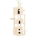 vidaXL Albero per Gatti con Tiragraffi in Sisal Crema 180 cm