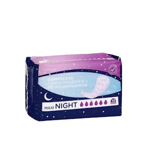 Compresa sin alas de incontinencia Maxi Night Paquete 10 ud.