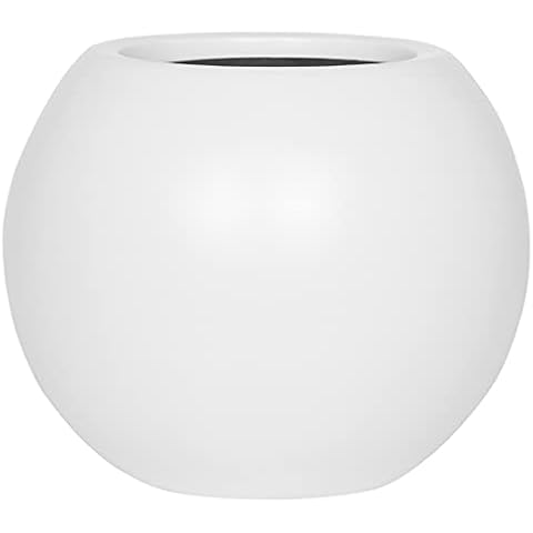 Pottery Pots Beth Extra Small Fiberstone Indoor Outdoor Modern Round Planter, 10.2 Inch Diameter, Matte White Cover