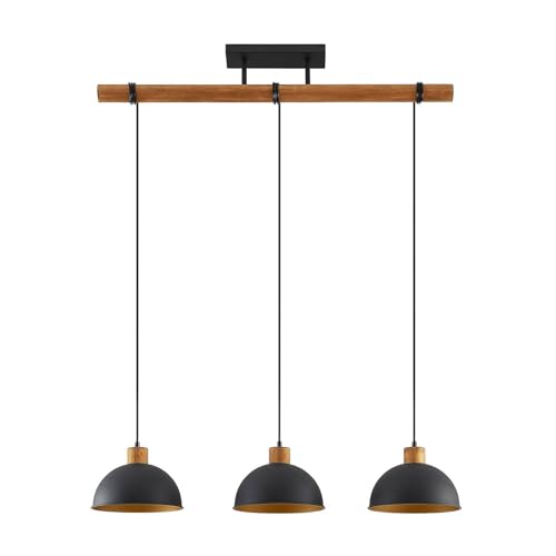 Suspension Flurin moderne en métal noir de qualité supérieure à 3 lampes E27
