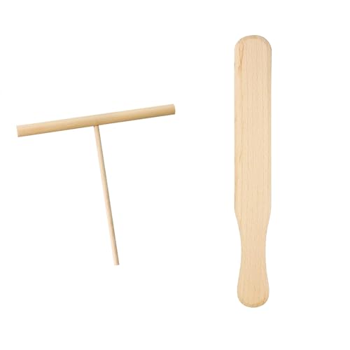 1 spalmatore per crepe e 1 spatola, set di bastoncini per crêpe per torte, dessert, formaggio, spalmatrice per pancake, spalmatrice in legno a forma di T con manico lungo, per cucina domestica,