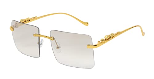 Flawless Rimless Rectangle Vintage Sunglasses Fashion Frameless Tinted Glasses for Women Men