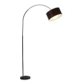 Lámpara de pie clásica de tela con forma de tambor negro, dormitorio u of