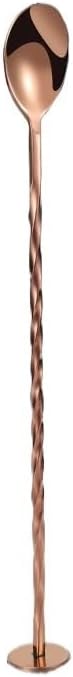 Silverware Flatware Set, 1/4/6/8/10/12 Pieces Stainless Steel Threaded Long Handle Vertical Bar Spoon Dessert Coffee Spoon Creative Bar Cocktail Ice Spoon Stirring Spoon(Rose Gold,10 Pieces