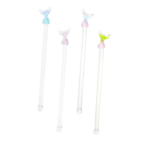 Unomor 4Pcs Mermaid Design Juice Stirrer Long Handle Cocktail Mixing Rods for Coffee Beverages and Cocktails Premium Kitchen Stirring Accessories
