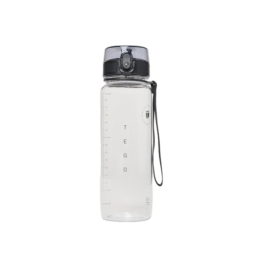 Image of TEGO Rise Tritan Water Bottle | 800ml Secure Flip Lock Lid | BPA-Free, Durable & Impact-Resistant | Wrist Strap for Easy Carry | Hydration Tracker | Gym, Office, Travel Water Bottle (Transparent)