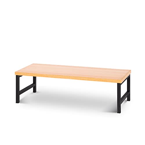 サインキングダム 【D25xH14xW60cm/ナチュラル】日本製 モニター台 机上ラック モニタースタンド キーボード 収納 木製 木目 卓上 液晶モニター台 ノートパソコン収納 デスクラック オフィス テレワーク 在宅勤務 tks-stbk2512-60-wd