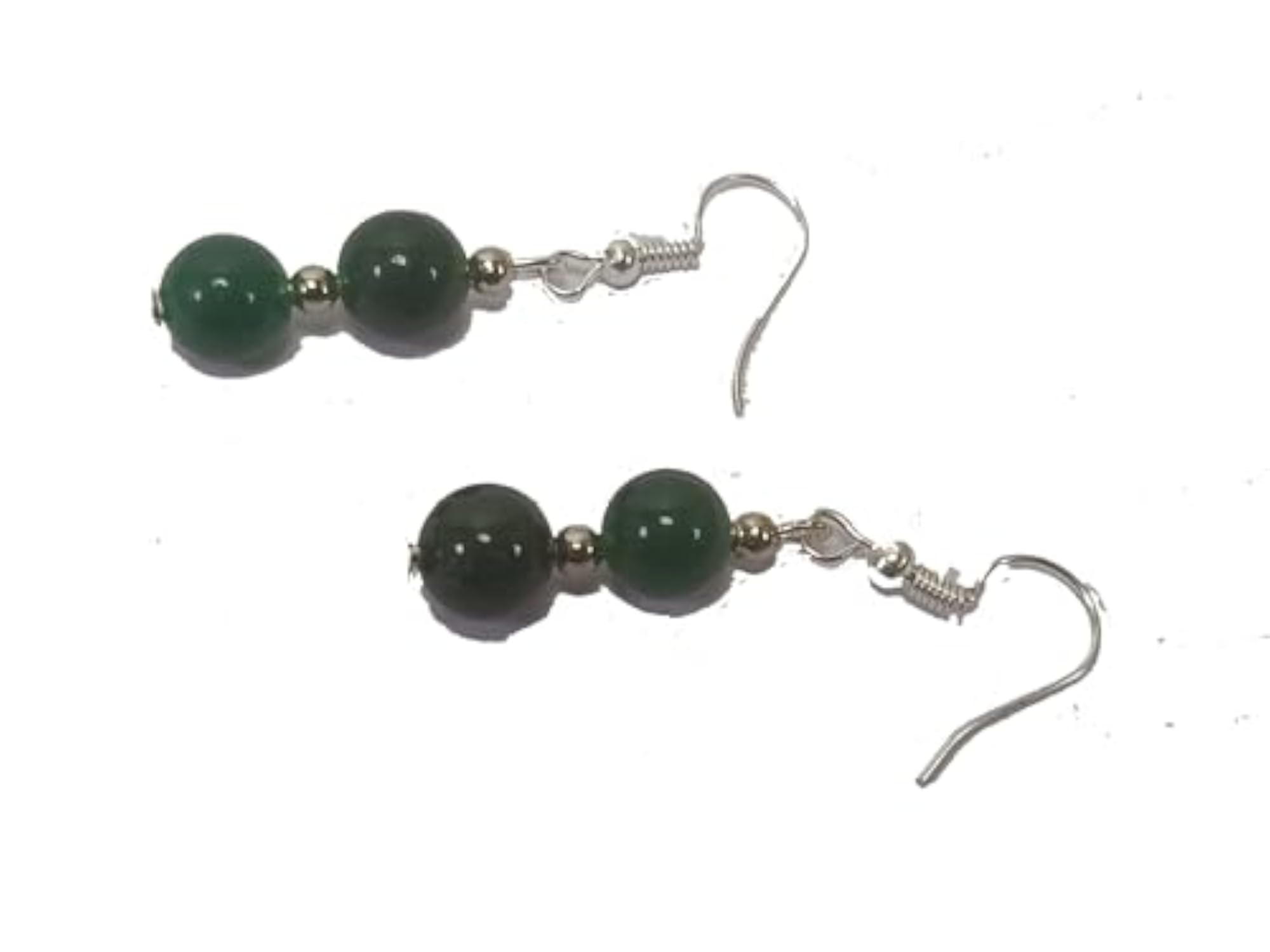 Women's Green Jade Round Bead Healing Crystal Earrings Set
