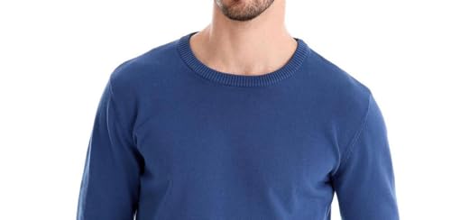 Men Solid Cotton Crew Neck Relax Fit Knit Pullovers Fashion Classic Long Sleeve Sweater2