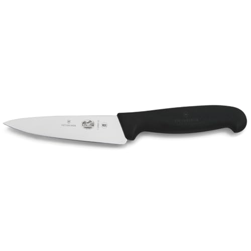 Victorinox Fibrox Cuchillo de cocina, cuchillo universal pequeño para fruta y verdura, 12 cm, hoja recta, afilado, acero inoxidable, negro