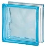7.5 x 7.5 x 3 Basic Wave Azure Color Glass Block