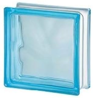 7.5 x 7.5 x 3 Basic Wave Azure Color Glass Block