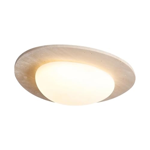 ITOSUI Plafonnier encastré Moderne en travertin, Forme Galet, luminaire LED 3 Couleurs à intensité Variable, Lampe en Pierre Naturelle pour Chambre, Salon,...