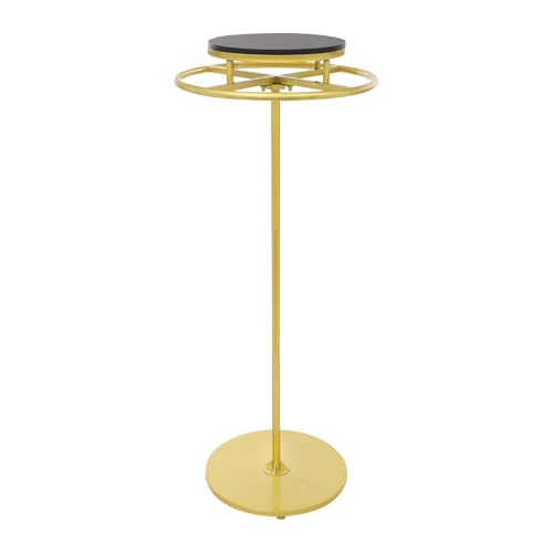 WOLEGM Perchero giratorio redondo de rotación de 360° está hecho de madera y hierro Estante redondo de 23,6 pulgadas de diámetro Tiendas minoristas,casas,dormitorios