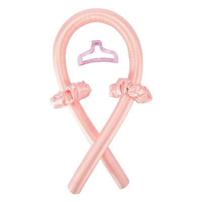 Pink Heatless Hair Curler, Heatless Curling Rod Headband - No Heat Ribbon with Large Rods and Safe to Use for Long Medium Hairs